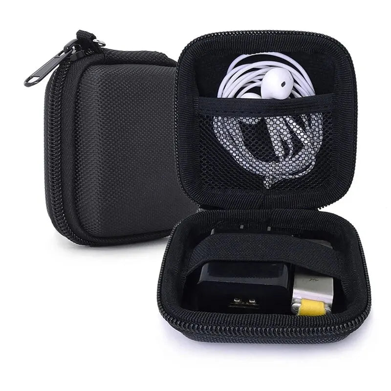 Portable Leather Earphone & Cable Organizer Bag — Travel Digital Accessories Case