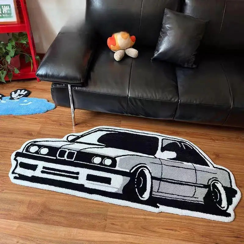 Alfombra Decorativa Retro Auto — Cachemir Antideslizante para Hogar