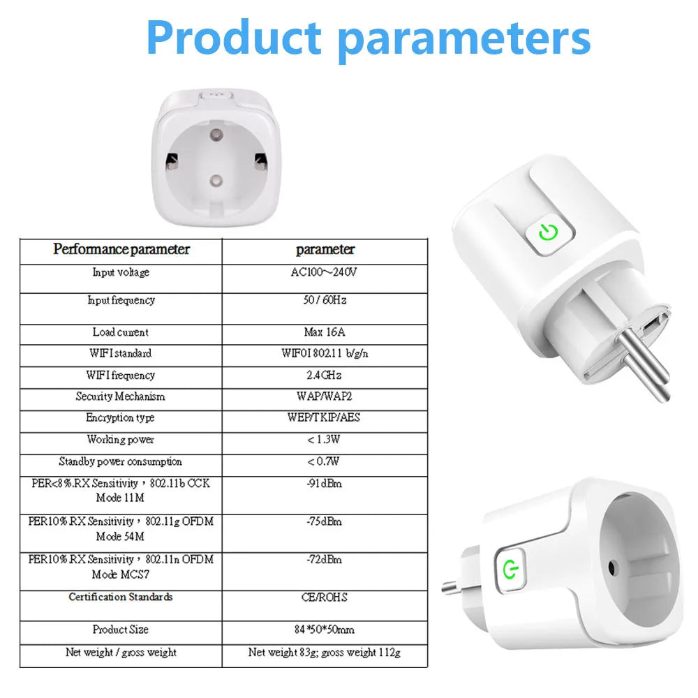 Smart Plug EU 20A WiFi — Voice Control with Alexa & Google Assistant
