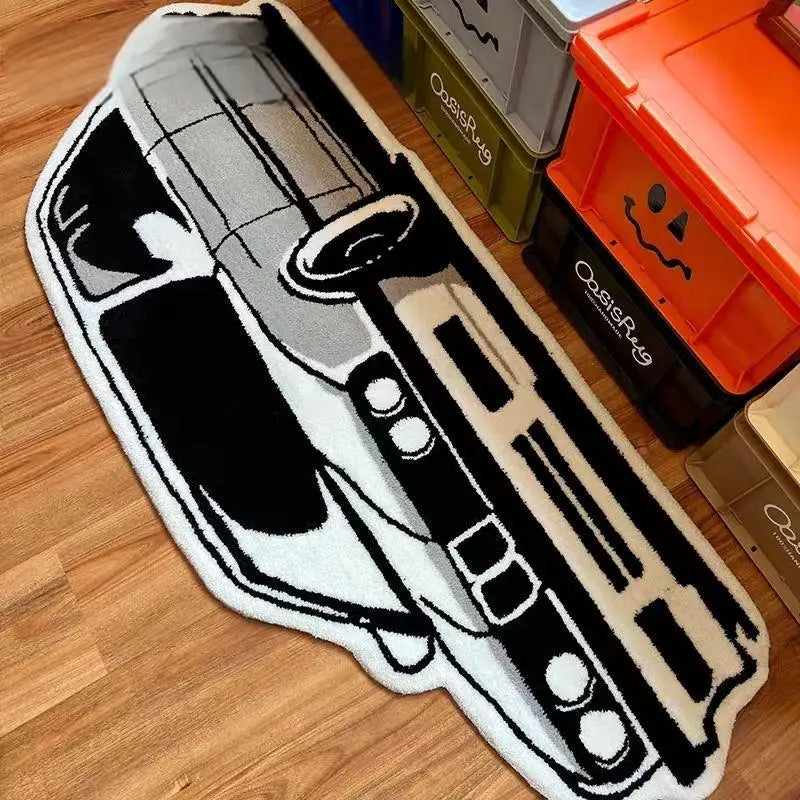 Alfombra Decorativa Retro Auto — Cachemir Antideslizante para Hogar