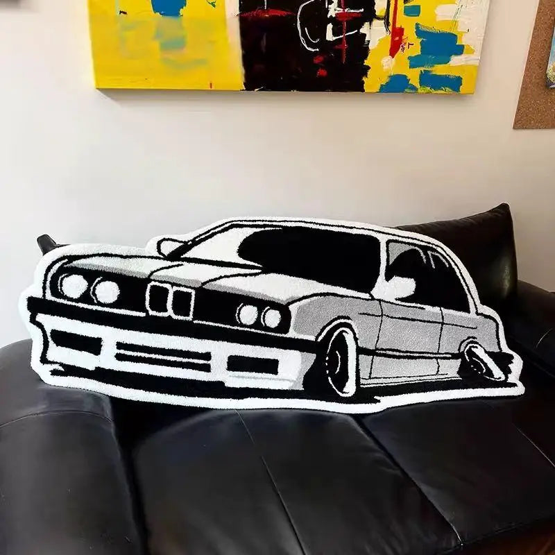 Alfombra Decorativa Retro Auto — Cachemir Antideslizante para Hogar